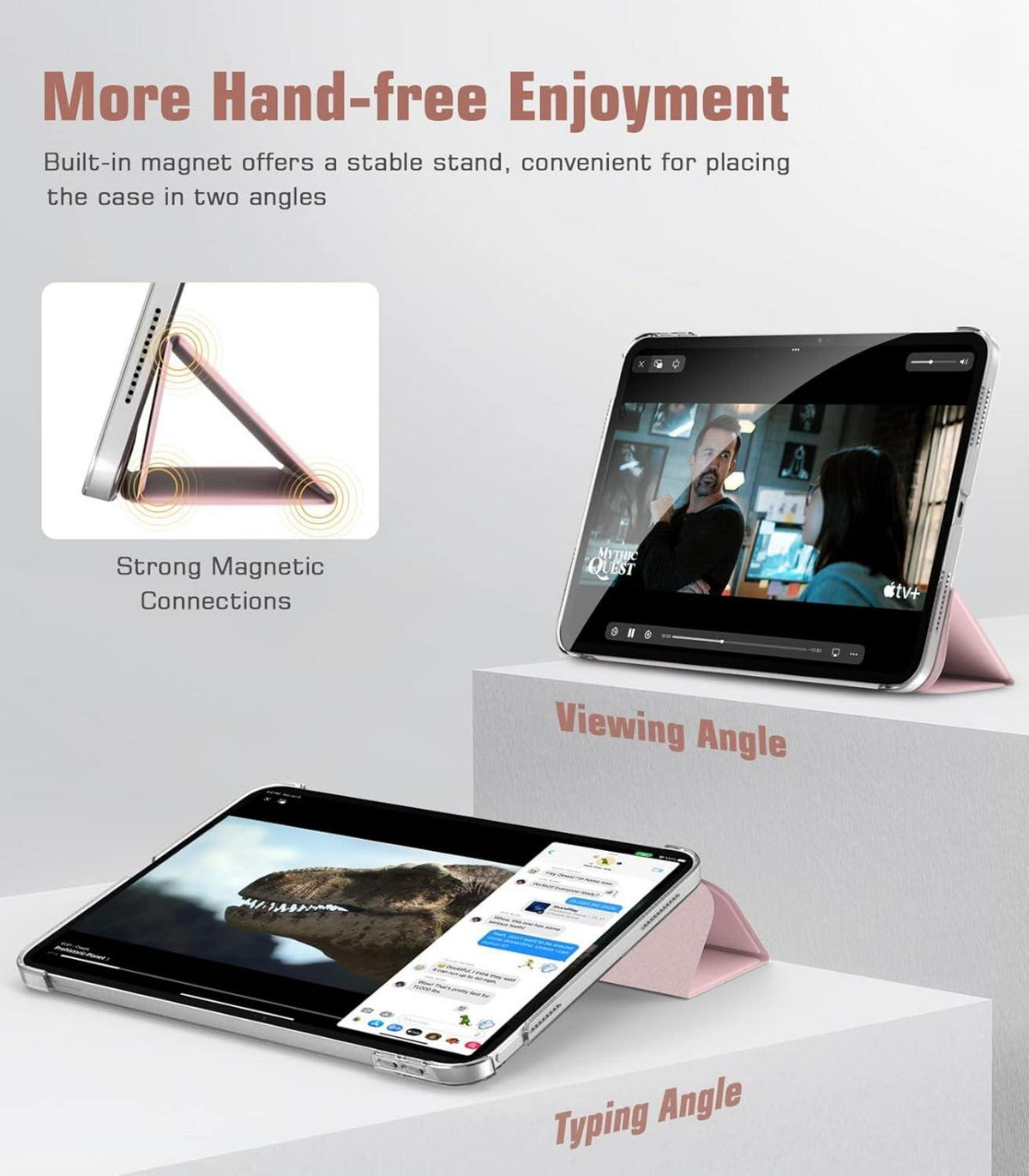 iPad 10.9 Zoll Hülle Smart Case Cover, Auto Schlaf/Aufwach, Hellrosa