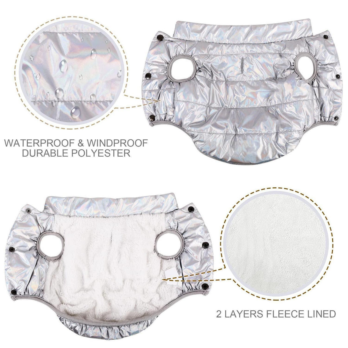 Hunde Wintermantel wasserdicht & winddicht – warm & bequem (Silber, S)