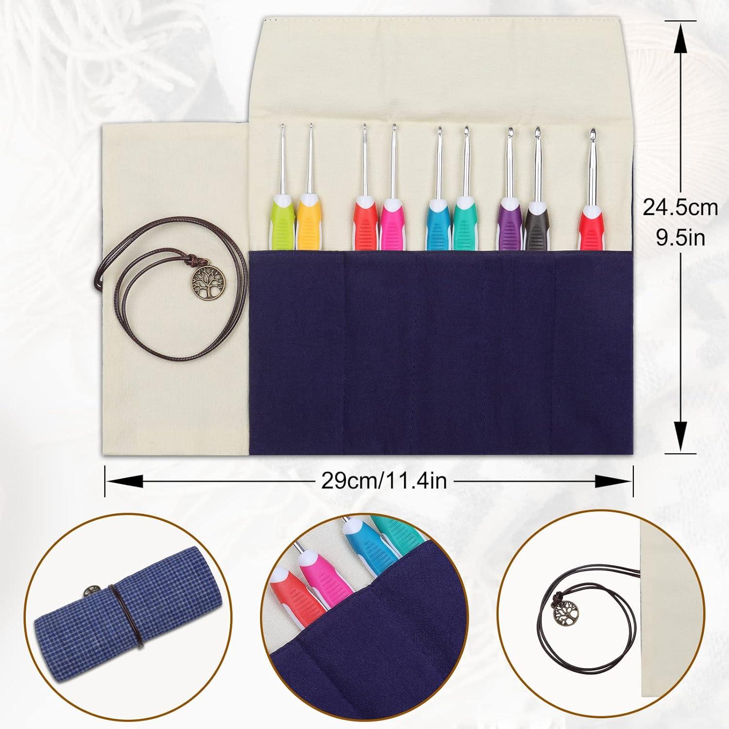 Aeelike 9-teiliges Häkelnadel-Set mit Weichem Griff und Tasche, 2,0-6,0 mm
