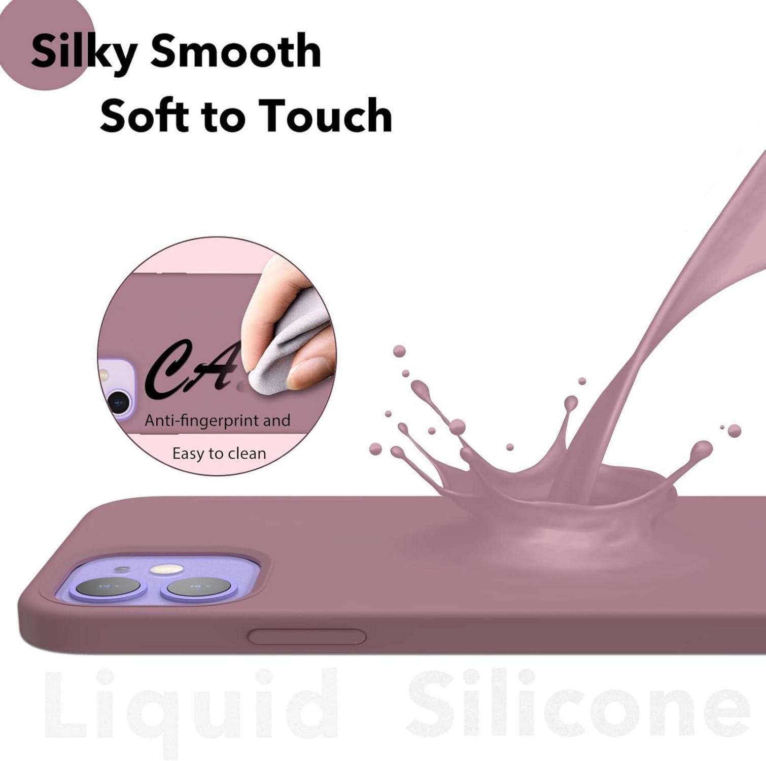 iPhone 12 Pro Liquid Silicone Case 3-Layer Schutzhülle Lila Rose
