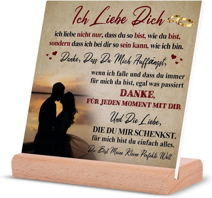 Dekorative Acrylglas Plakette Holzsockel Liebe Dich Geschenk