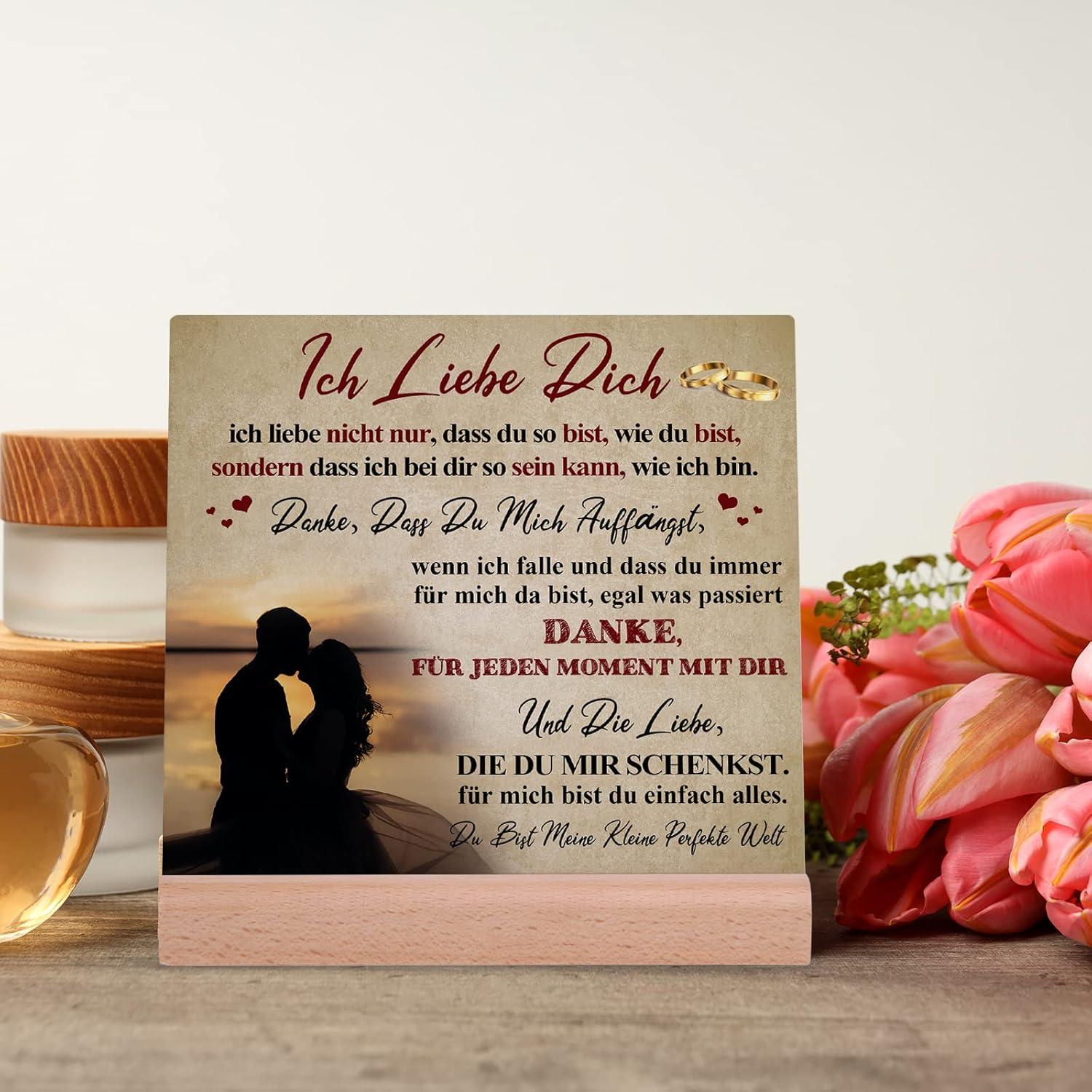 Dekorative Acrylglas Plakette Holzsockel Liebe Dich Geschenk
