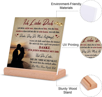 Dekorative Plakette Ich Liebe Dich Geschenk für Sie Ihn Partner - Acrylglas