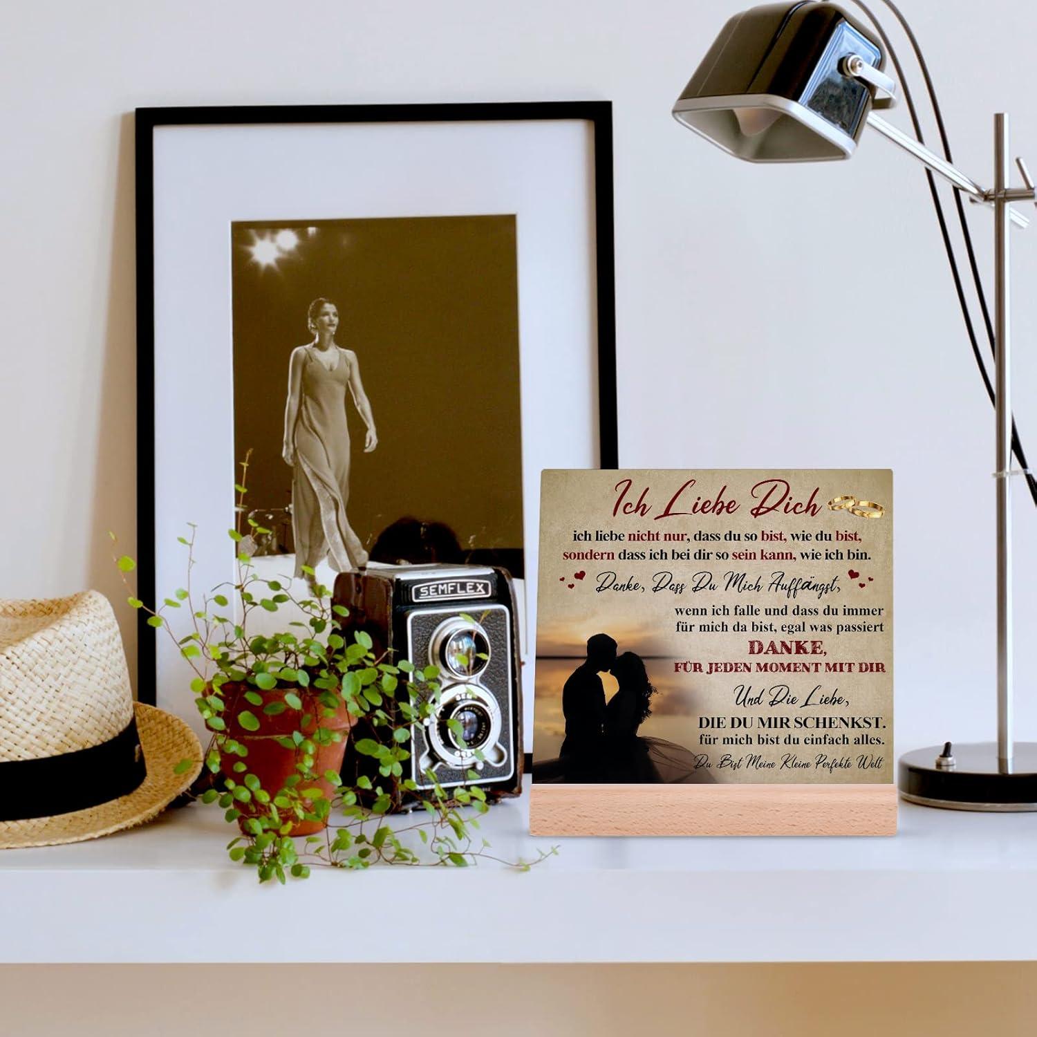 Dekorative Plakette Ich Liebe Dich Geschenk für Sie Ihn Partner - Acrylglas