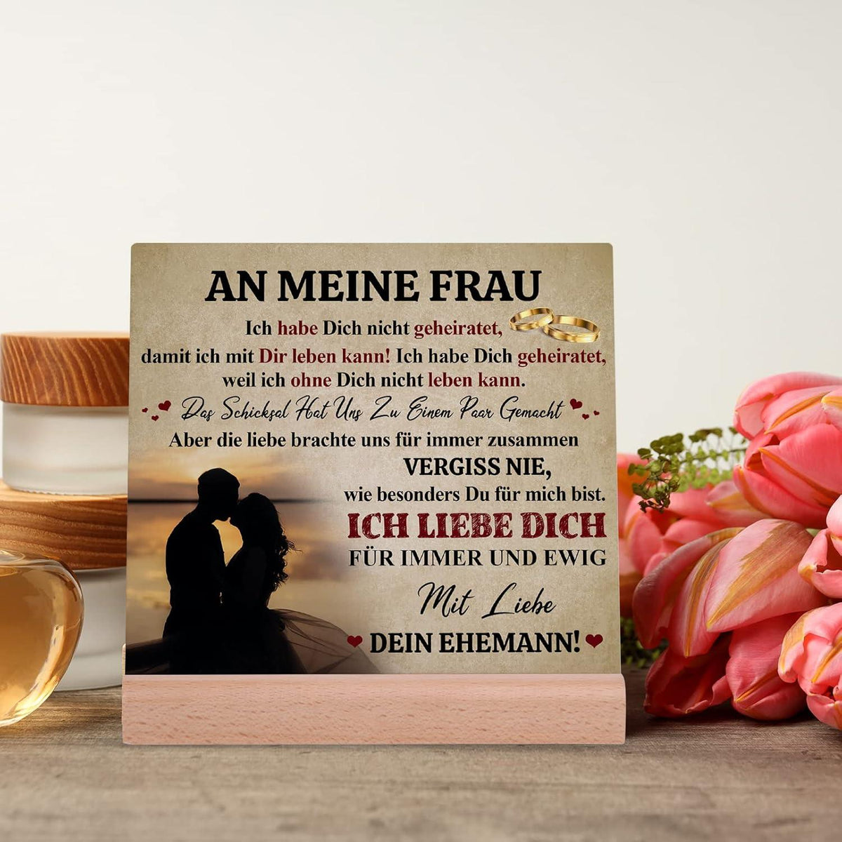 Liebesgeschenk für Frau Holzsockel Dekoration Geburtstag Jahrestag