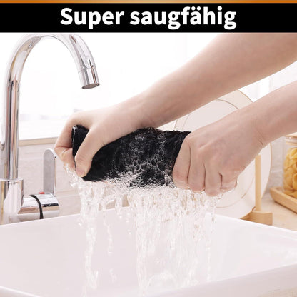 6er-Set Mikrofasertücher Saugfähige Küchentücher Schwarz 30x30cm