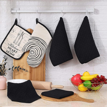 Moosfor Mikrofasertuch 6er-Set 30x30 cm Saugfähige Küchentücher Schwarz