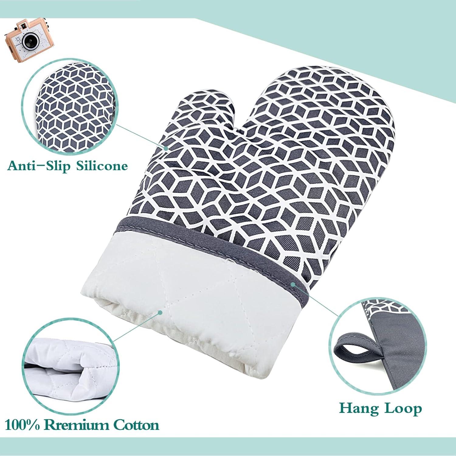 ZVZM Ofenhandschuhe Hitzebeständig Silikon Anti-Rutsch Koch Back 300°C