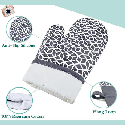 ZVZM Ofenhandschuhe Hitzebeständig Silikon Anti-Rutsch Koch Back 300°C