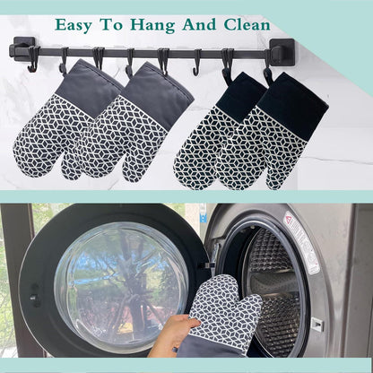 Ofenhandschuhe Silikon Hitzebeständig Anti-Rutsch 300°C Kochen Backen