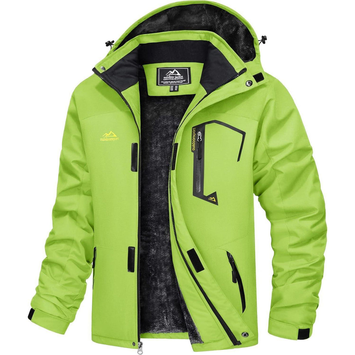 Herren Winterjacke wasserdicht warm mit Kapuze Neongrün