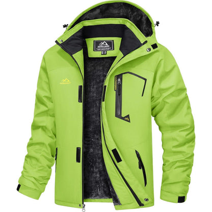 Herren Winterjacke wasserdicht winddicht mit Fleece Neongrün XL