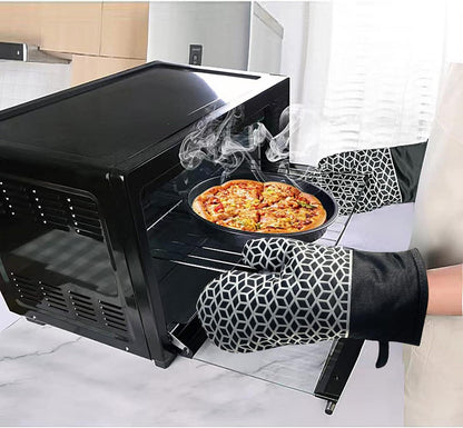 Ofenhandschuhe Hitzebeständig 300°C Silikon Anti-Rutsch Schwarz