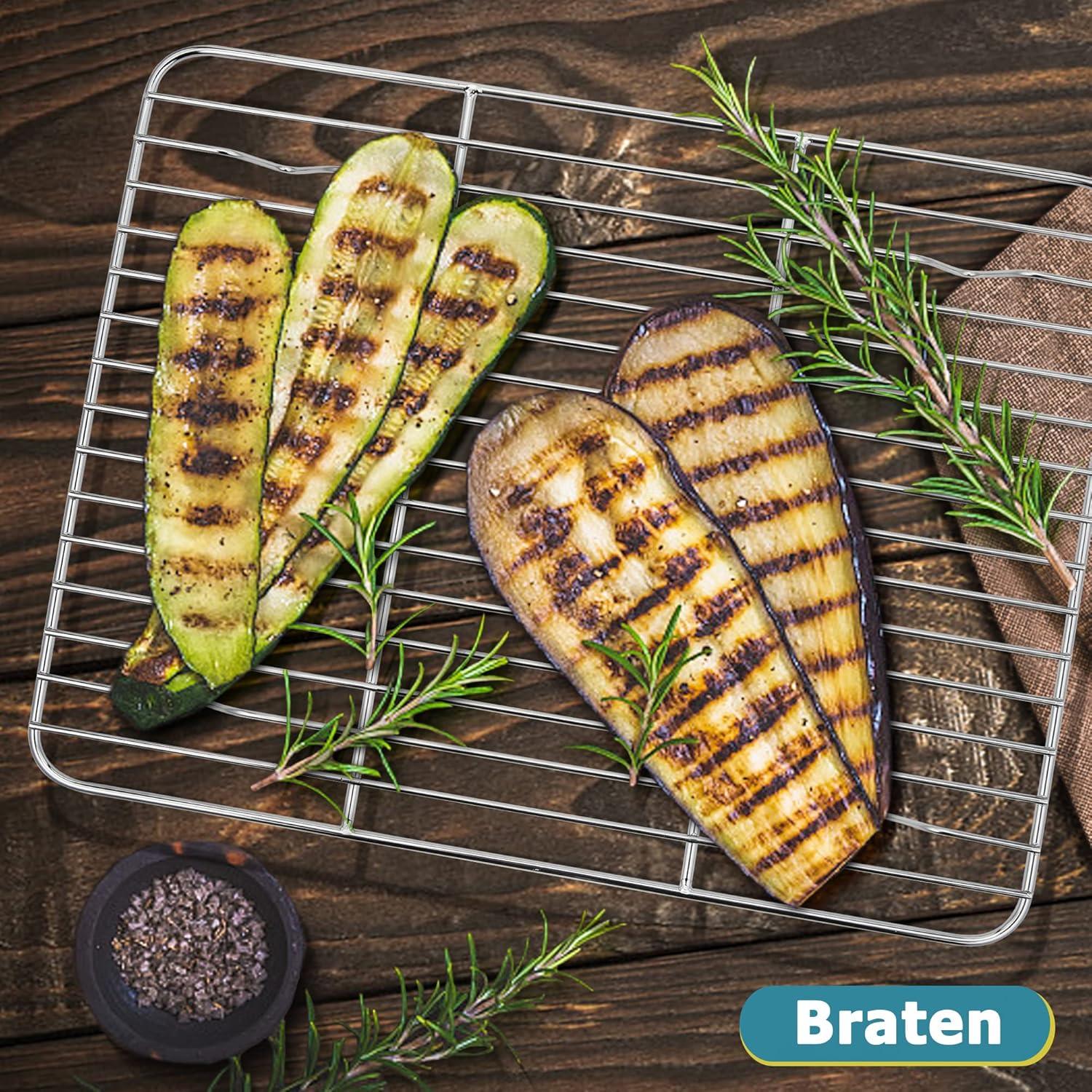 Edelstahl Abkühlgitter Set 2er Backgitter groß 38,6x28,4x1,5cm