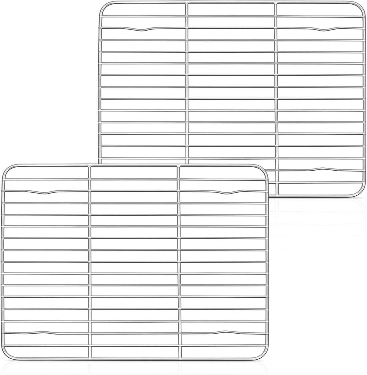 Edelstahl Abkühlgitter 2er-Set Rechteckig Kuchengitter 29,5x23x1,5cm