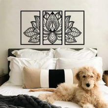 Großes Lotus-Blume-Metall-Wanddeko 3-teiliges Set 110cm x