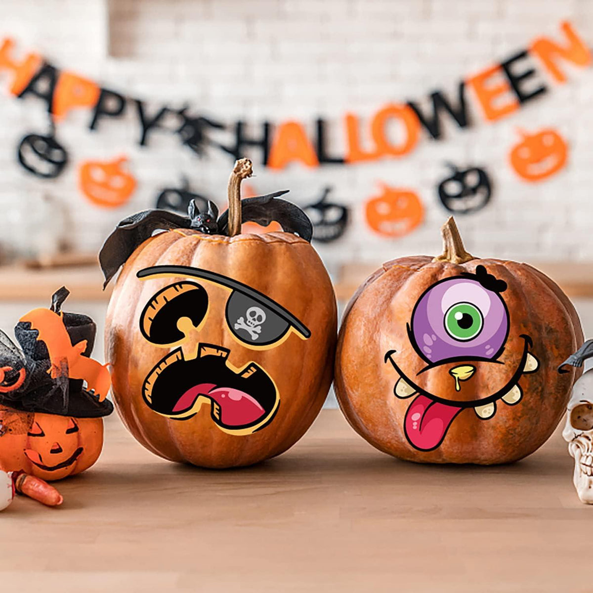 Halloween Kürbis Ausdruck Aufkleber 10 Stück für Kinder