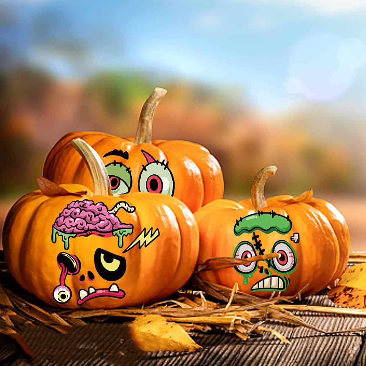Yitla Halloween Kürbis Aufkleber Set 10 Stück Kinder Party Dekoration