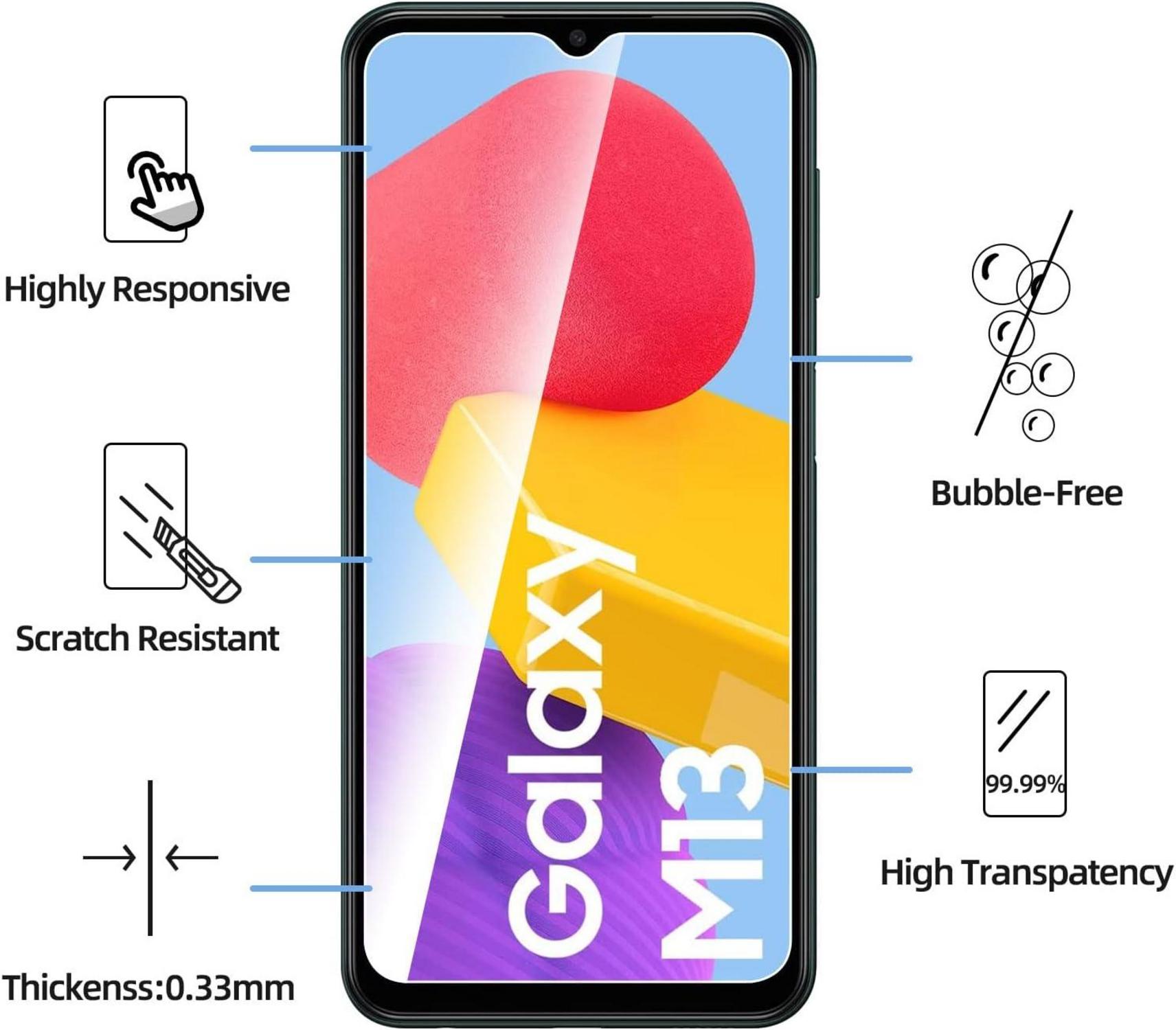 Panzer Schutz Glas Samsung Galaxy M13 M23 5G 3er Set 9H
