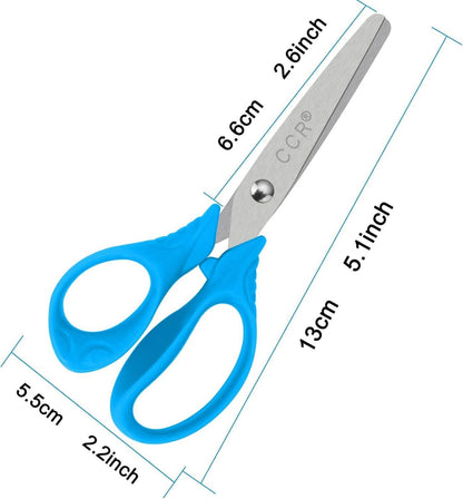 Kinderschere 13 cm 6er-Pack Blau Grün Rosa Stumpfe Spitze