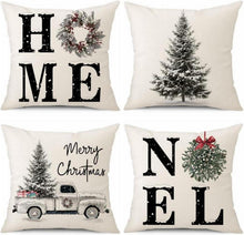 4er Set Weihnachten Kissenbezüge Leinen Deko Sofa Wohnzimmer