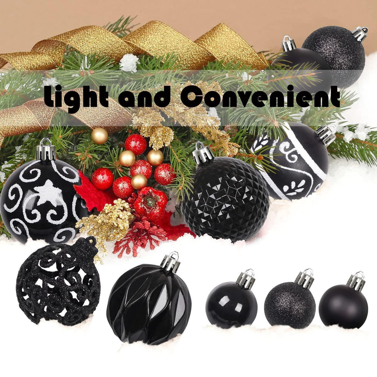 Weihnachtskugeln 100er Set bruchsicher schwarz