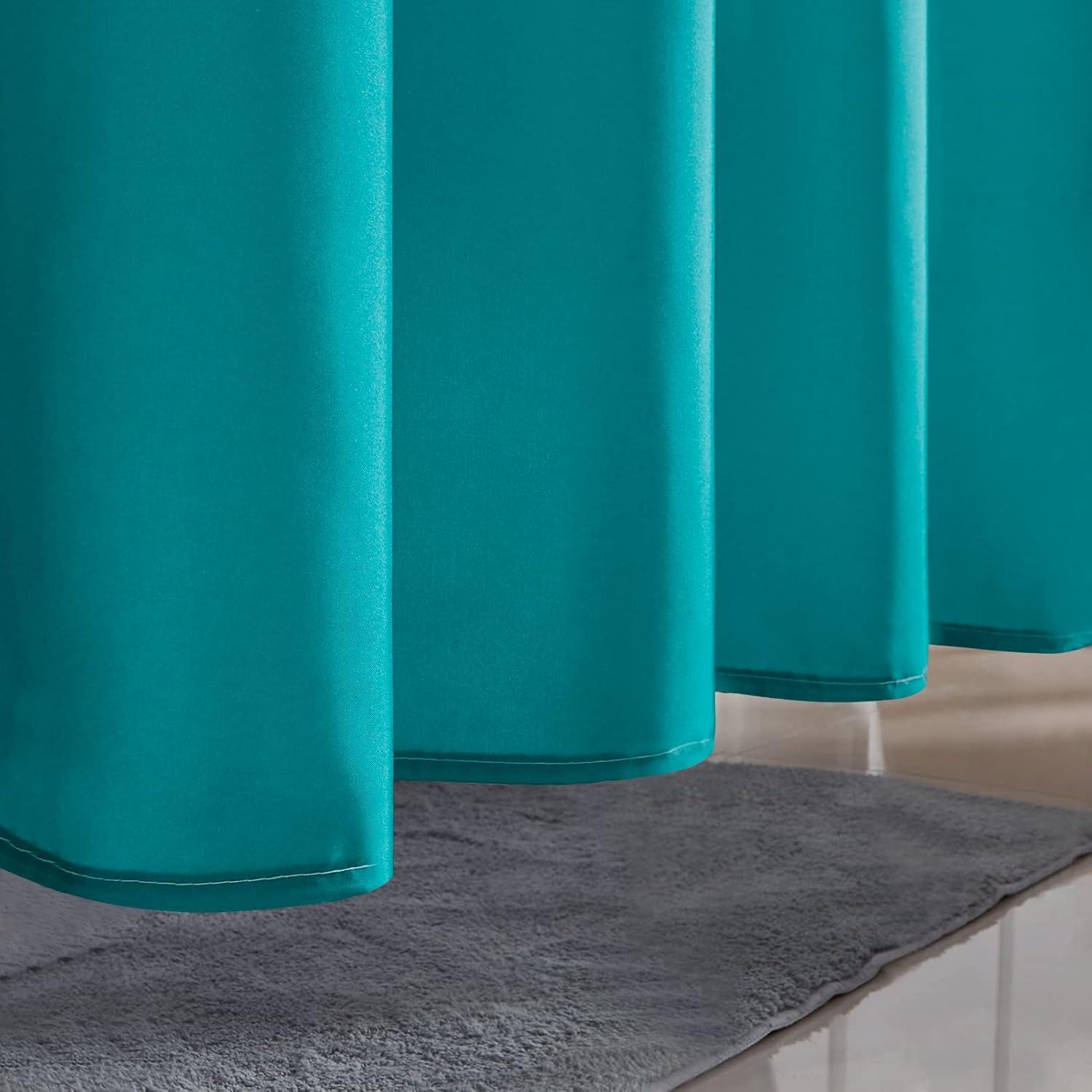 Furlinic Duschvorhang Textil Anti-schimmel Wasserdicht Polyester Weiß Aquamarine 100x200cm 6 Duschvorhangringe