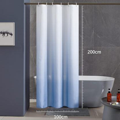 Duschvorhang 100x200cm Anti-Schimmel Wasserdicht Stoff WeißHellblau