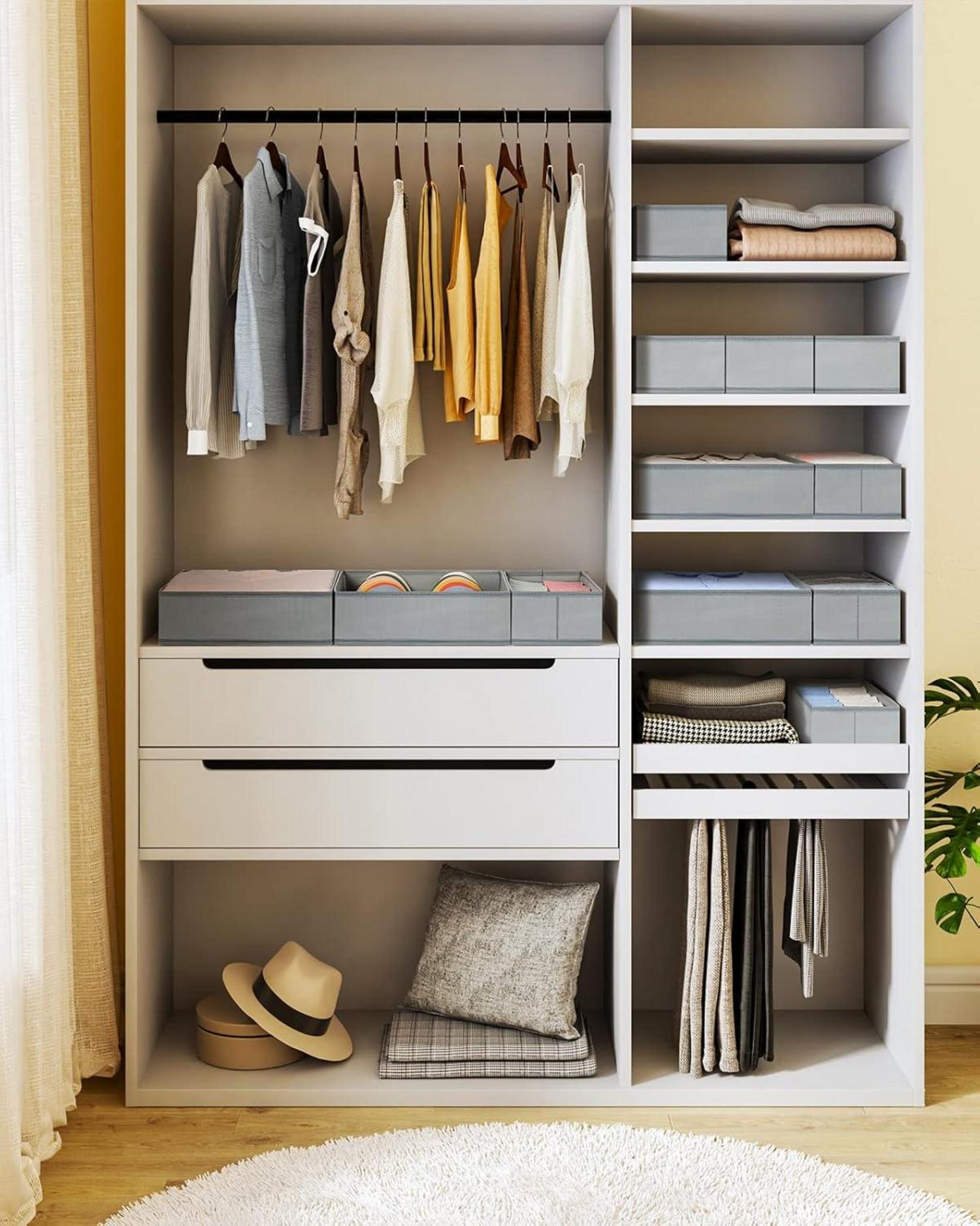 Schubladen Organizer Aufbewahrungsbox Stoff 12er Set Hellgrau