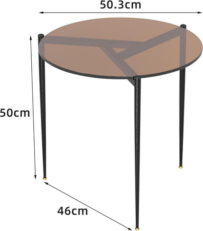 Runder Glas Couchtisch Minimalistisch Gold 50x50x50 cm
