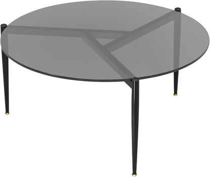Runder Rauchglas Couchtisch Sofatisch Grau Ø80cm