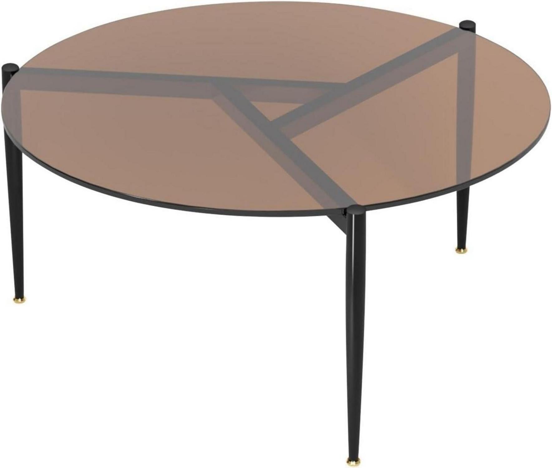 Runder Glas Couchtisch Gold Minimalistisch Modern 80x80x40 cm