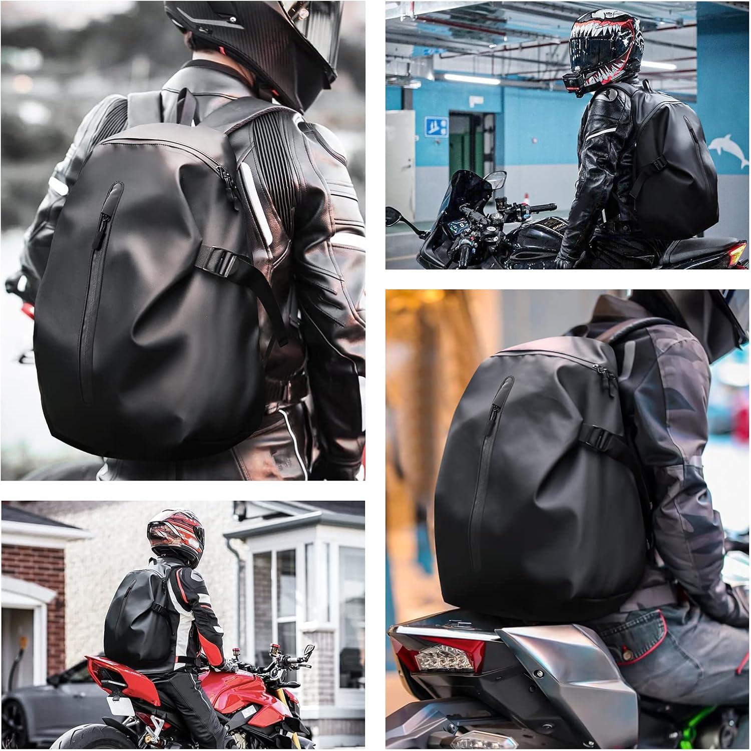 Motorradrucksack Herren wasserdicht, Helmrucksack, Laptoptasche