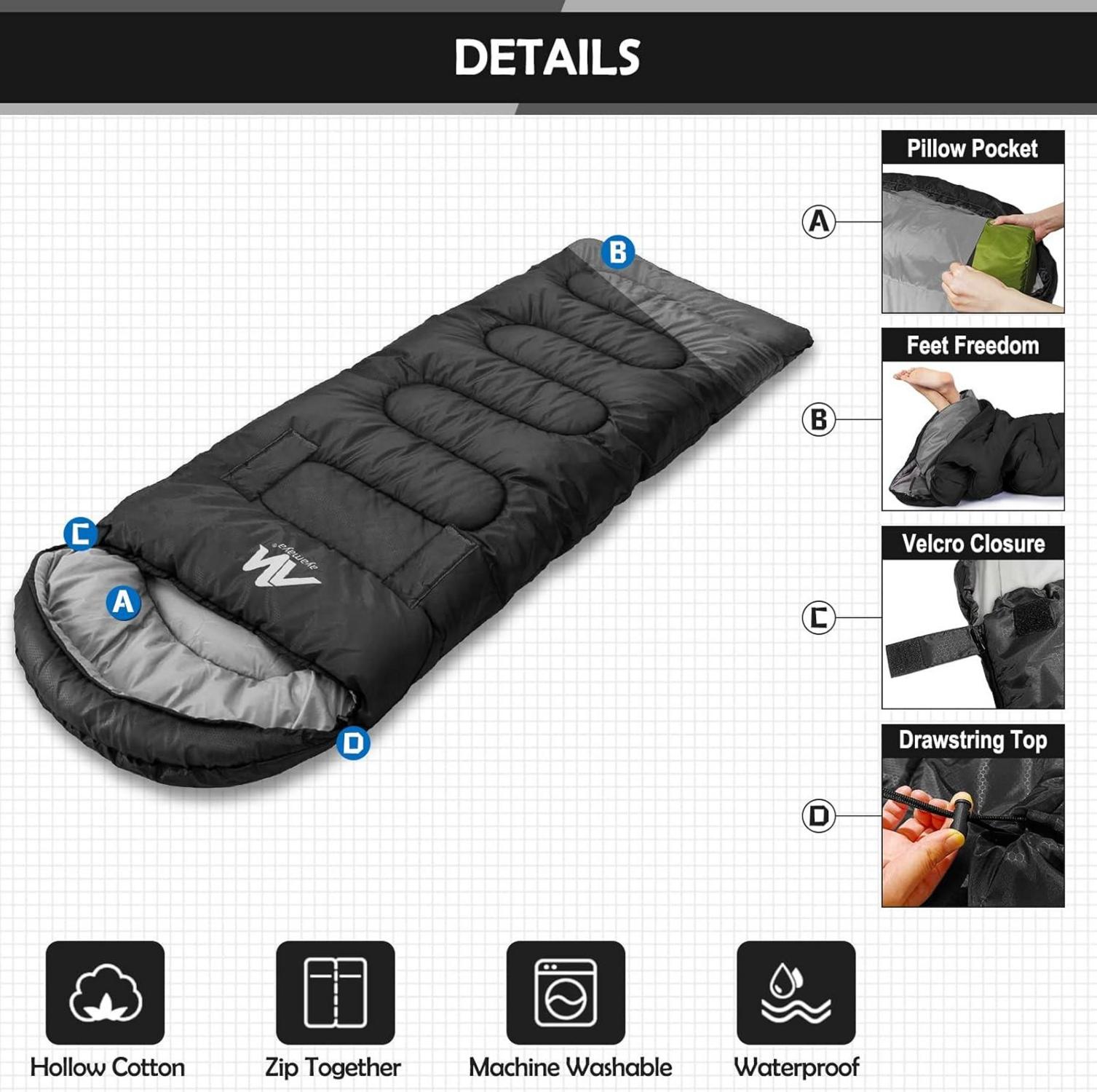 Hochwertiger Outdoor-Schlafsack wasserdicht, koppelbar -20