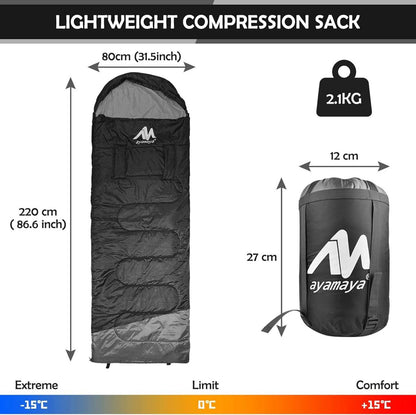 Schlafsack Outdoor Deckenschlafsack -20 ℃-10℃ 4 Jahreszeiten 220x80cm