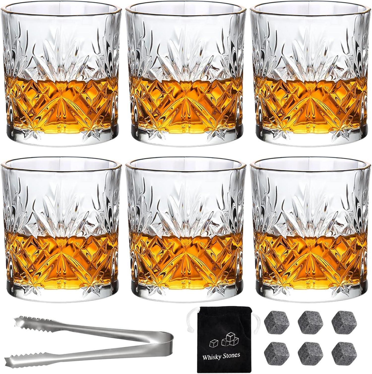 Crystal Whisky Gläser 6er Set 30cl für Whisky Bourbon