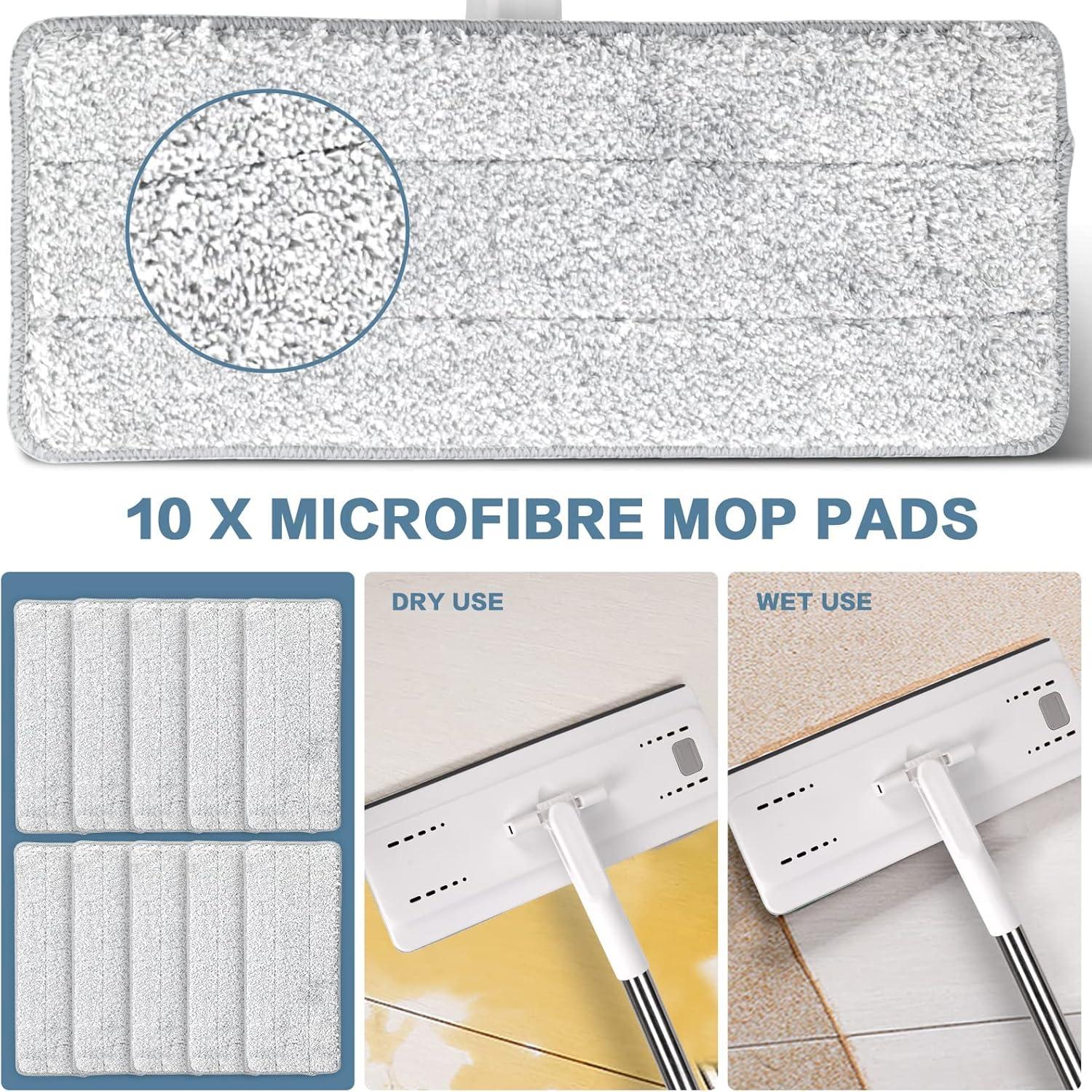 Masthome Wischmopp Set mit Eimer 140cm Edelstahl Griff 10 Pads