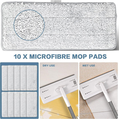 Masthome Wischmopp Set mit Eimer 140cm Edelstahl Griff 10 Pads