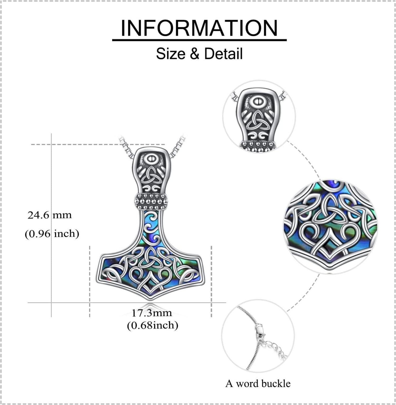 Viking Thor Hammer Halskette Sterling Silber Celtic Nordic Mjolnir Anhänger