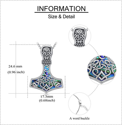 Viking Thor Hammer Halskette Sterling Silber Celtic Nordic Mjolnir Anhänger
