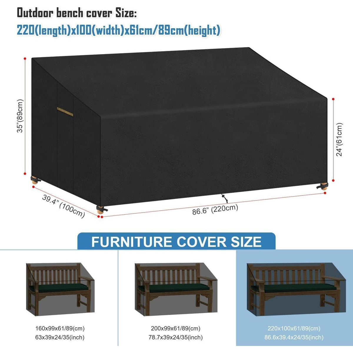 Gartensofa Abdeckung Wasserdicht UV-Beständig 220x100cm