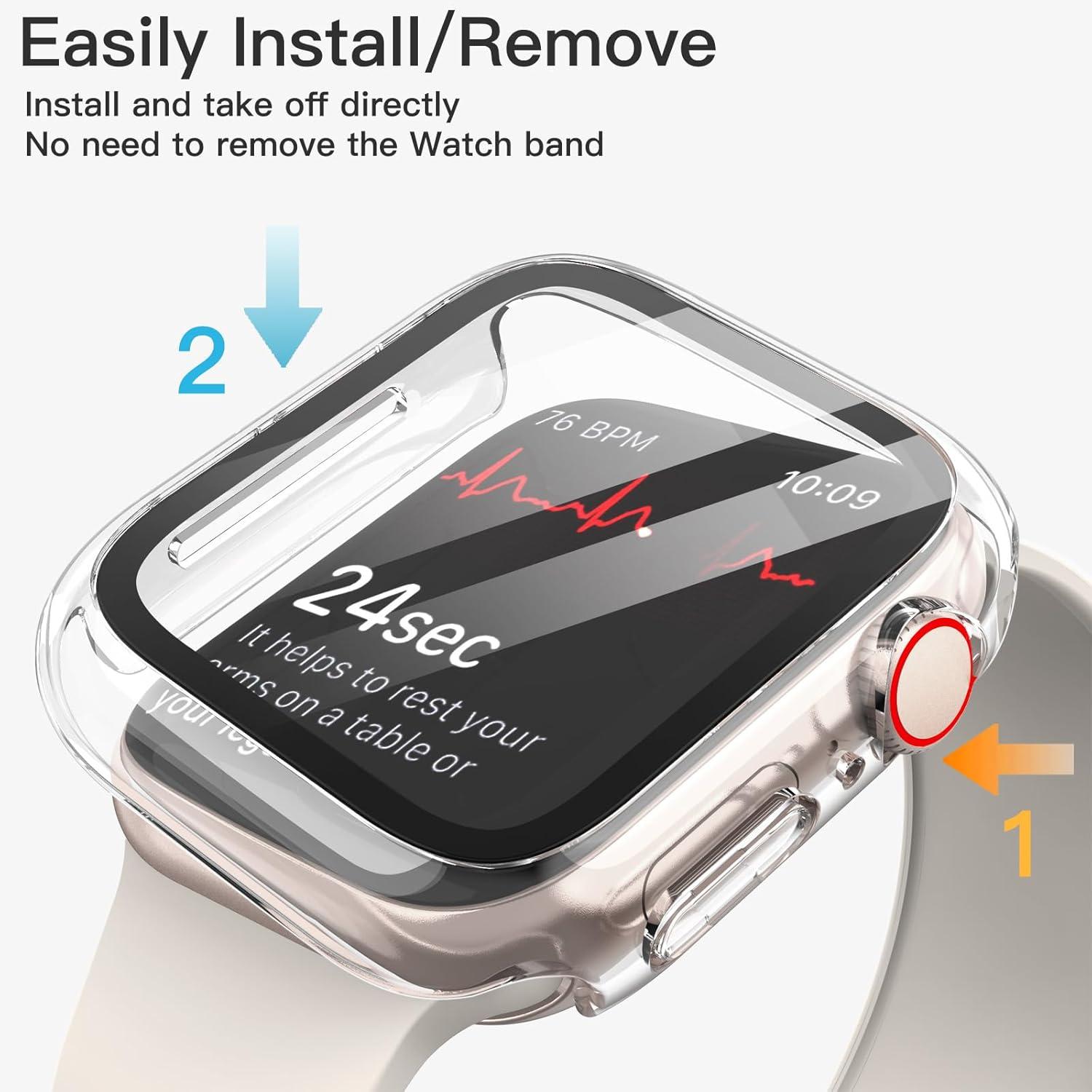 Apple Watch Series 9 8 7 45mm Hülle Displayschutz 2 Stück Transparent