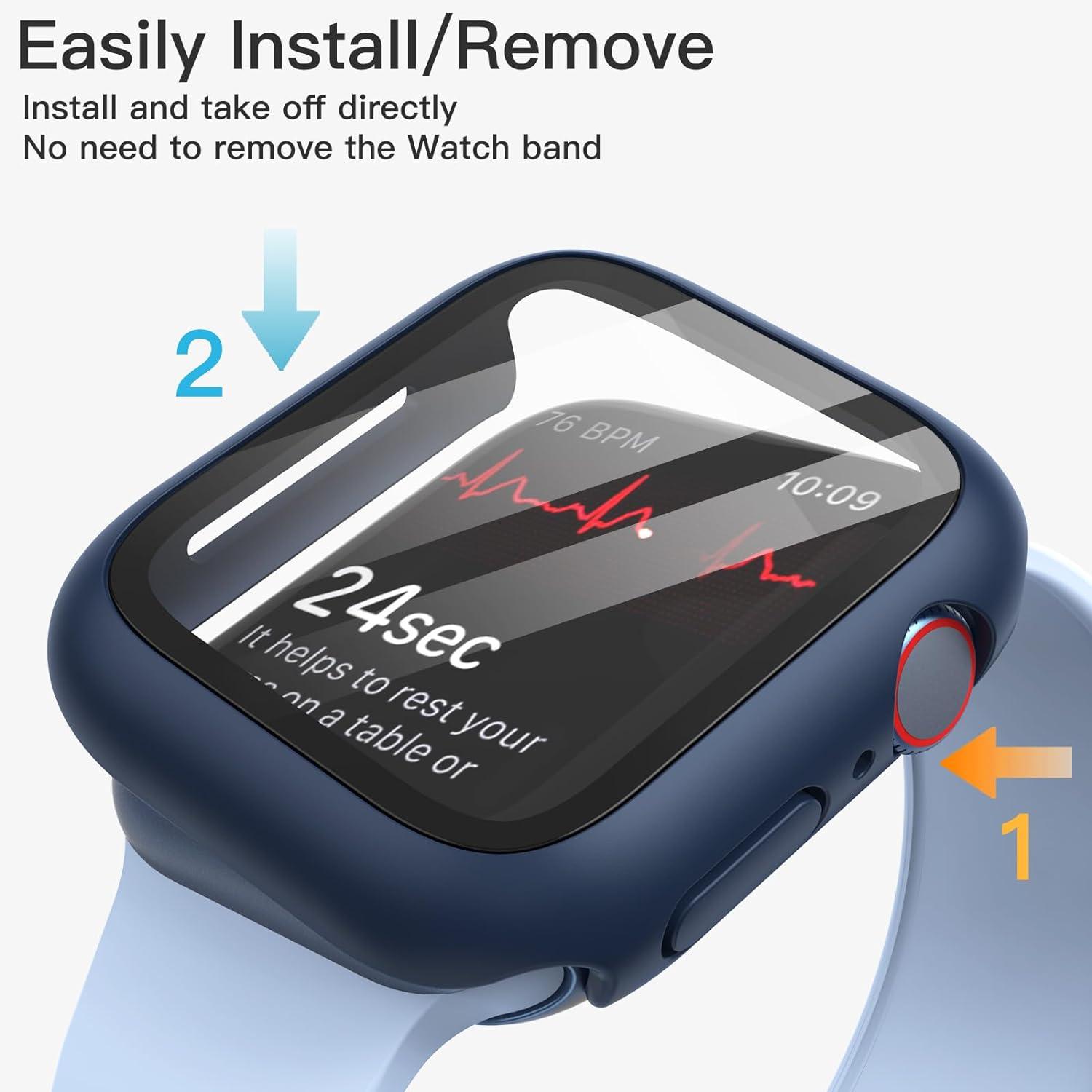Apple Watch Series 9 8 7 45mm Hülle Displayschutz 2 Stück Blau