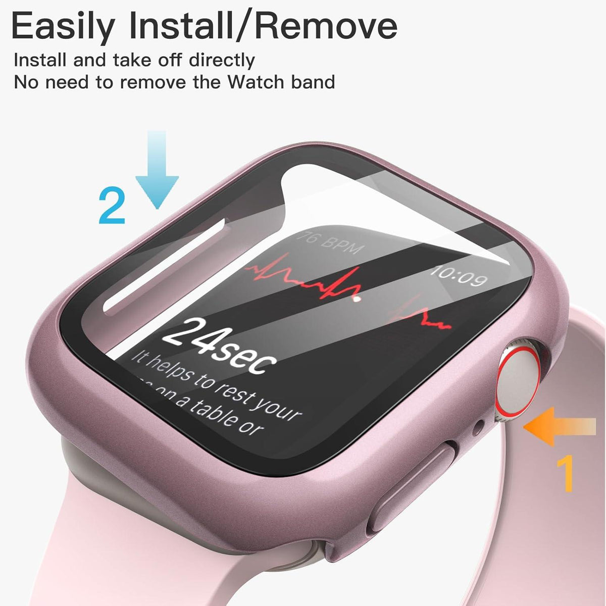 JETech Apple Watch Series 9 8 7 Hülle Displayschutz 45mm Roségold