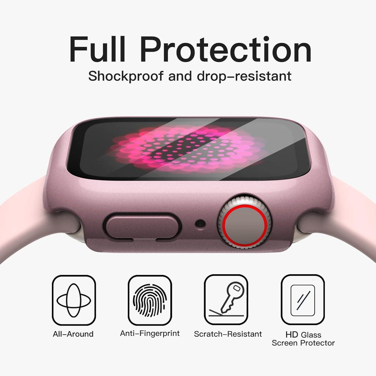 Schutzhülle Displayschutz Apple Watch Series 9 8 7 41mm Roségold 2 Stk
