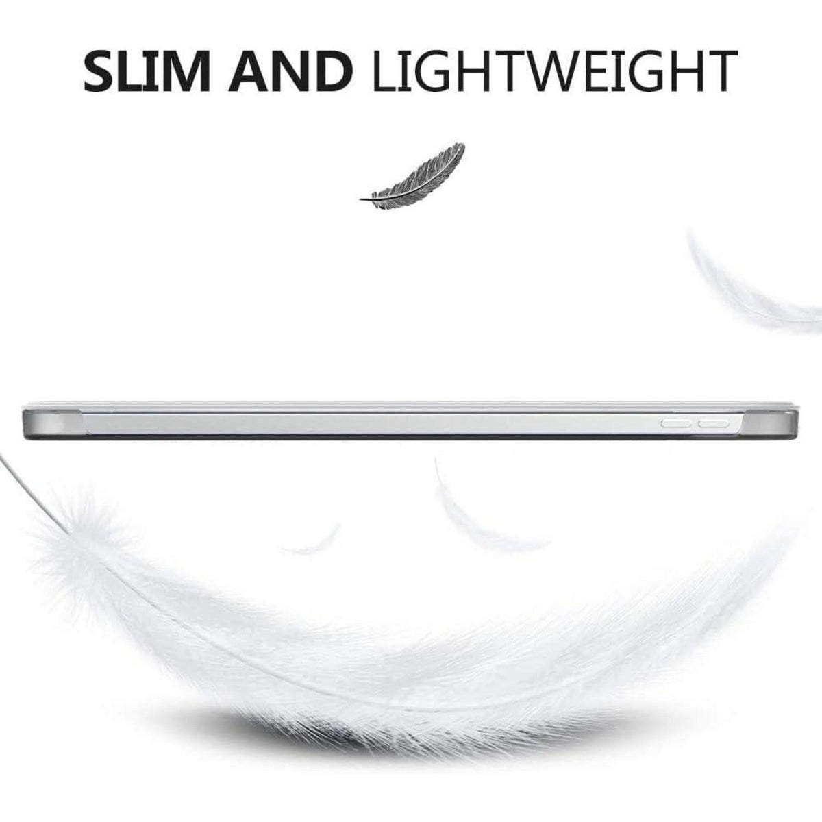 Schlanke iPad Hülle mit Ständer, transparent, Silber