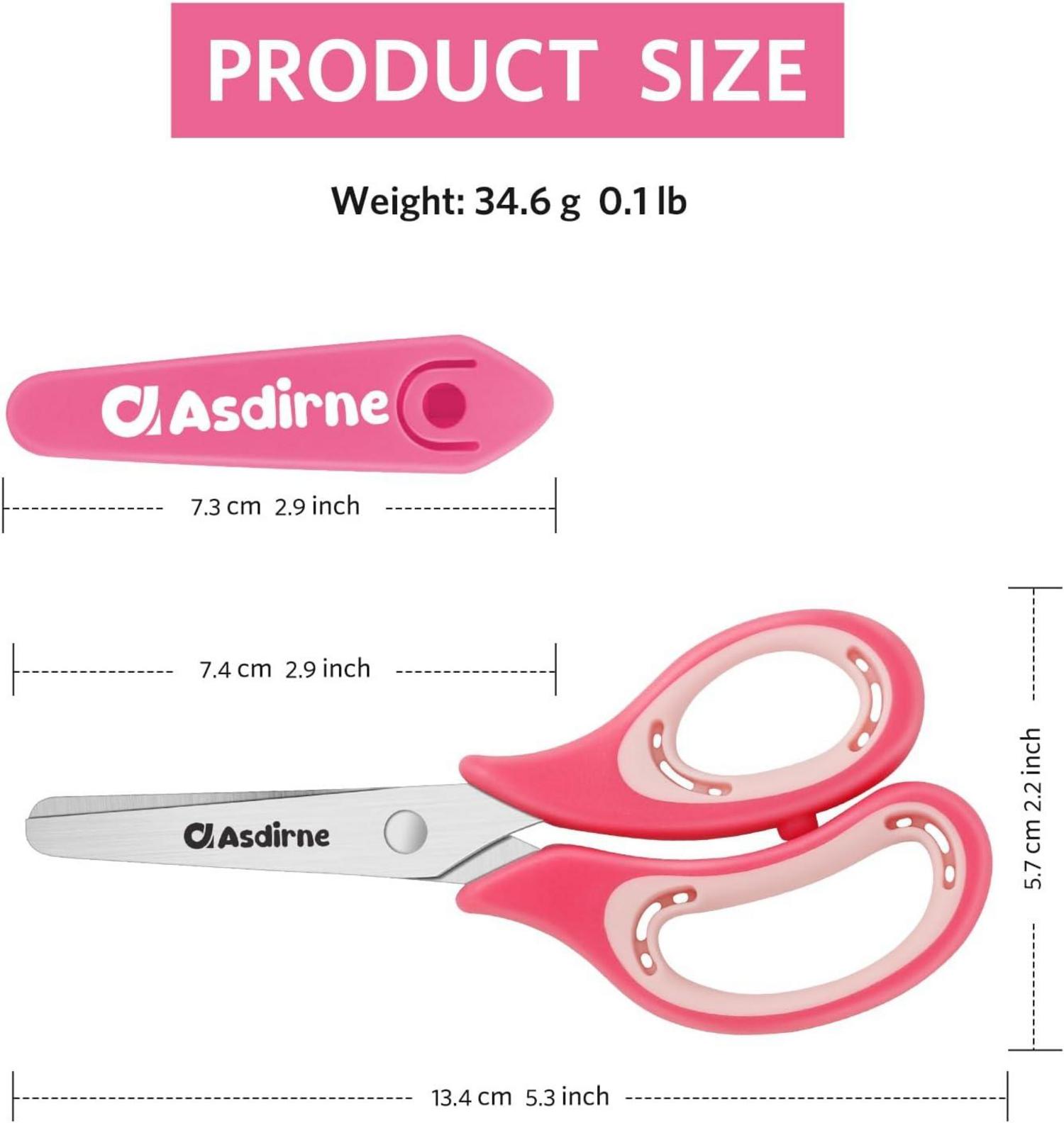 Asdirne Kinderscheren Set, 5 Stück, 13,5 cm, Sicherheitsscheren mit stumpfer Spitze