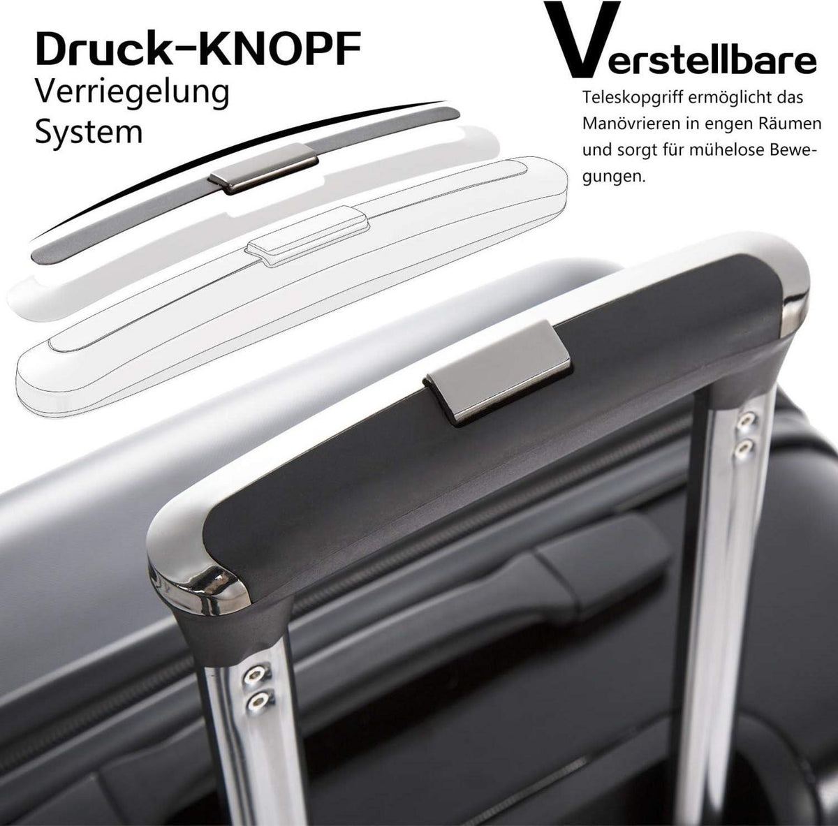 COOLIFE Hartschalen-Koffer Blau 4 Rollen TSA-Schloss PC Material