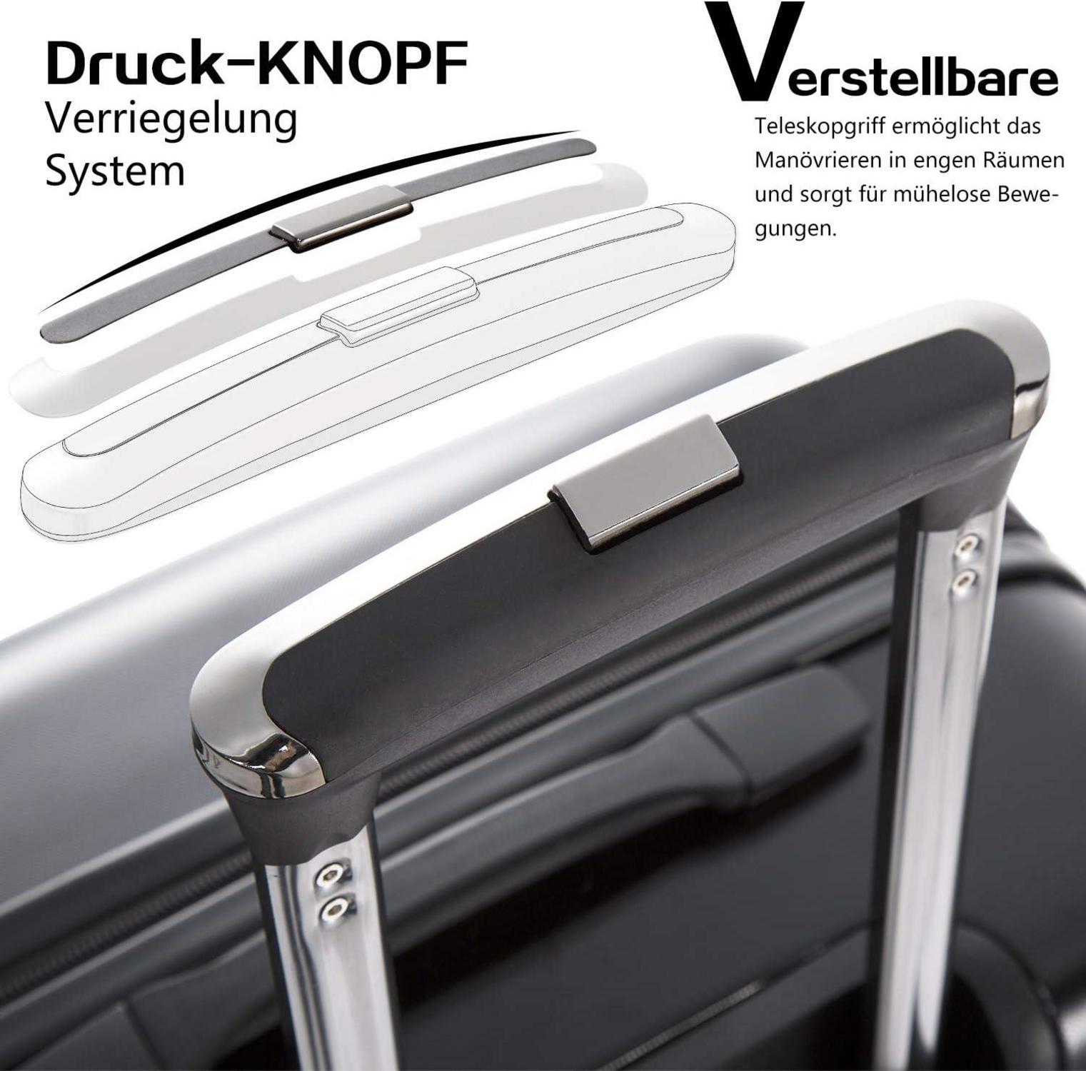 COOLIFE Hartschalen-Koffer PC Material TSA-Schloss Silber Handgepäck