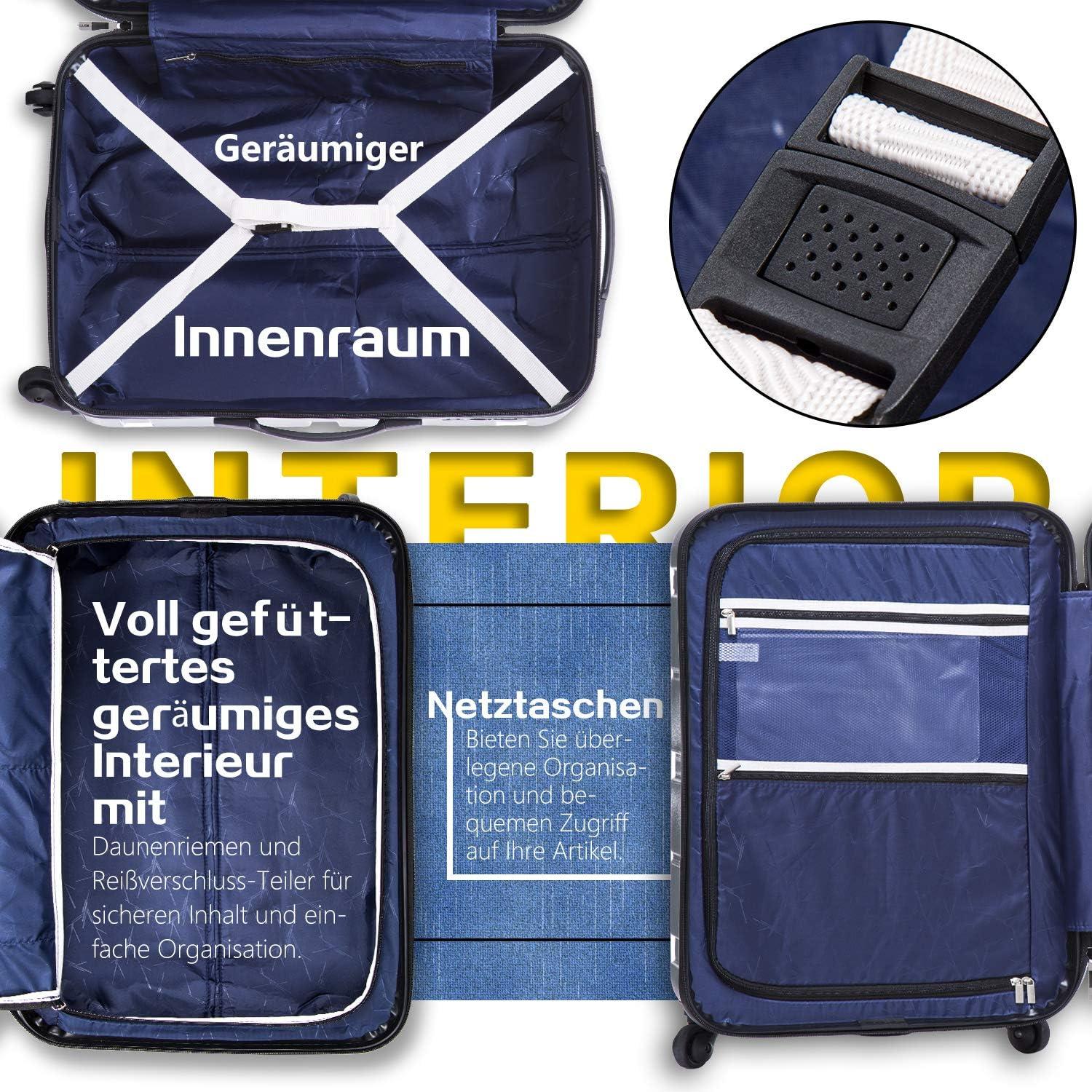 COOLIFE Hartschalen-Koffer Rollkoffer Reisekoffer Metallic Silber TSA 4-Rollen